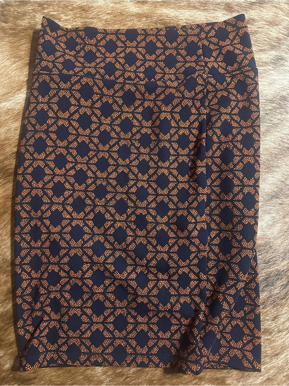 LuLaRoe Multicolor Geometric Print navy/orange Cassie Skirt Size S
